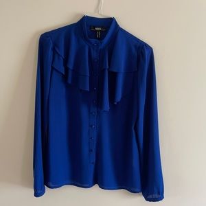 Nissa Blue button-down long sleeve blouse US 10